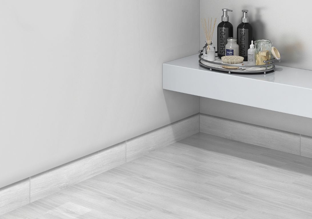 Plinthe carrelage PL CHICAGO , aspect bois blanc, h 7.00 x L 60.00 cm