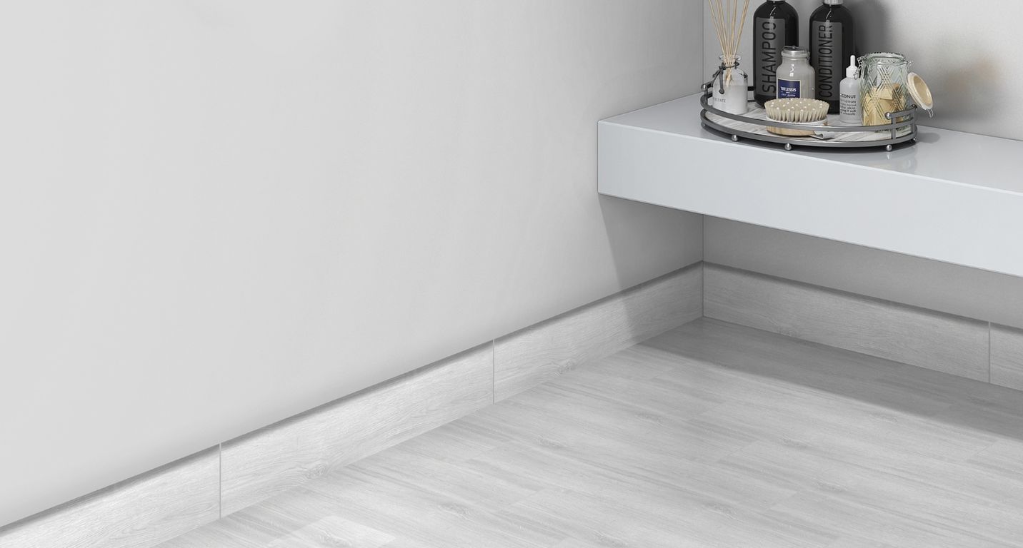 Plinthe carrelage PL CHICAGO , aspect bois blanc, h 7.00 x L 60.00 cm