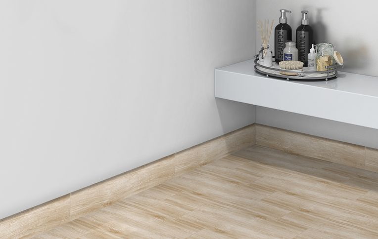Plinthe carrelage PL CHICAGO, aspect bois beige, h 7.00 x L 60.00 cm