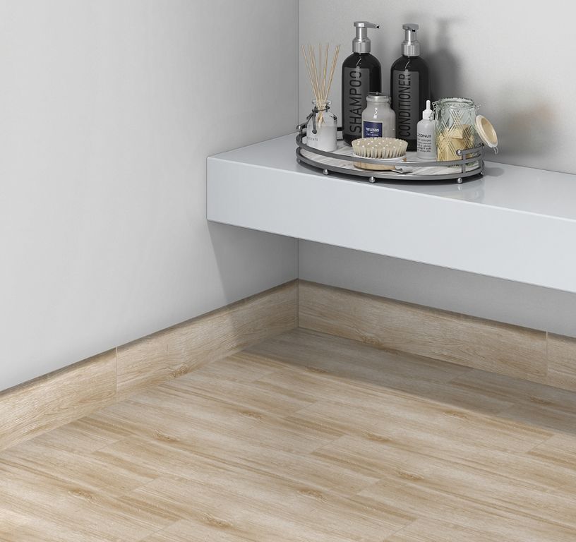 Plinthe carrelage PL CHICAGO, aspect bois beige, h 7.00 x L 60.00 cm