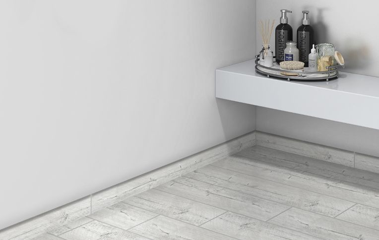 Plinthe carrelage PL CHALET, aspect bois blanc, h 6.00 x L 120.00 cm