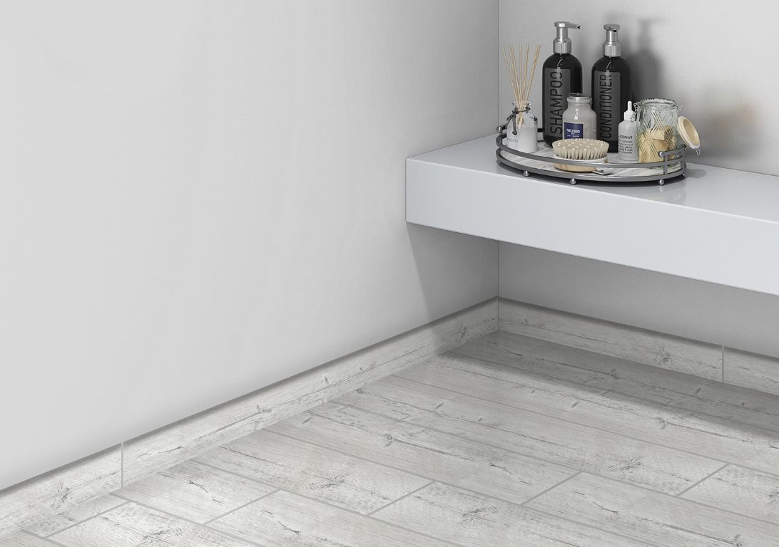 Plinthe carrelage PL CHALET, aspect bois blanc, h 6.00 x L 120.00 cm