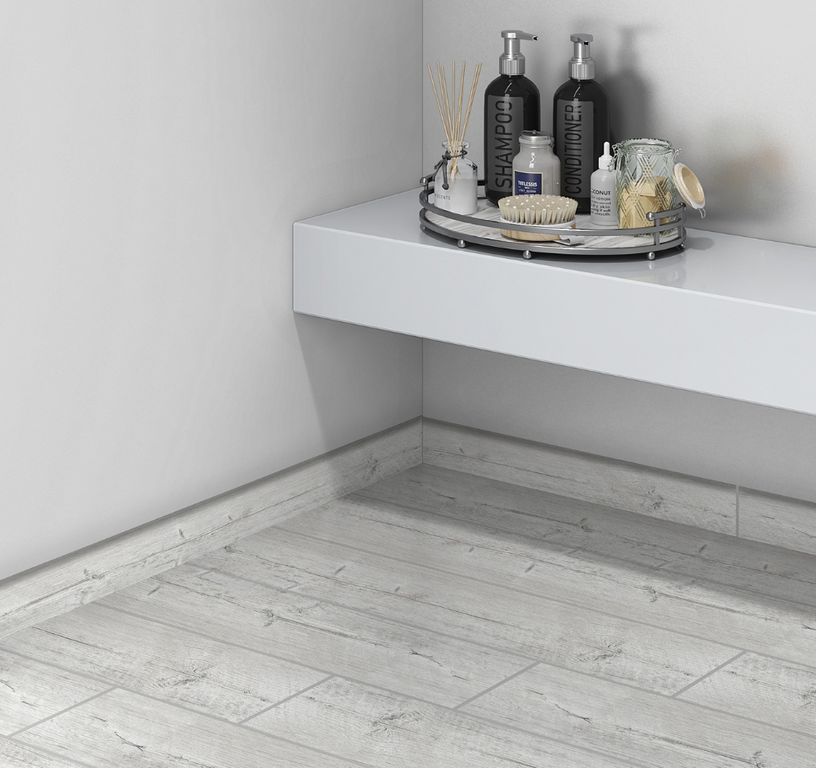Plinthe carrelage PL CHALET, aspect bois blanc, h 6.00 x L 120.00 cm