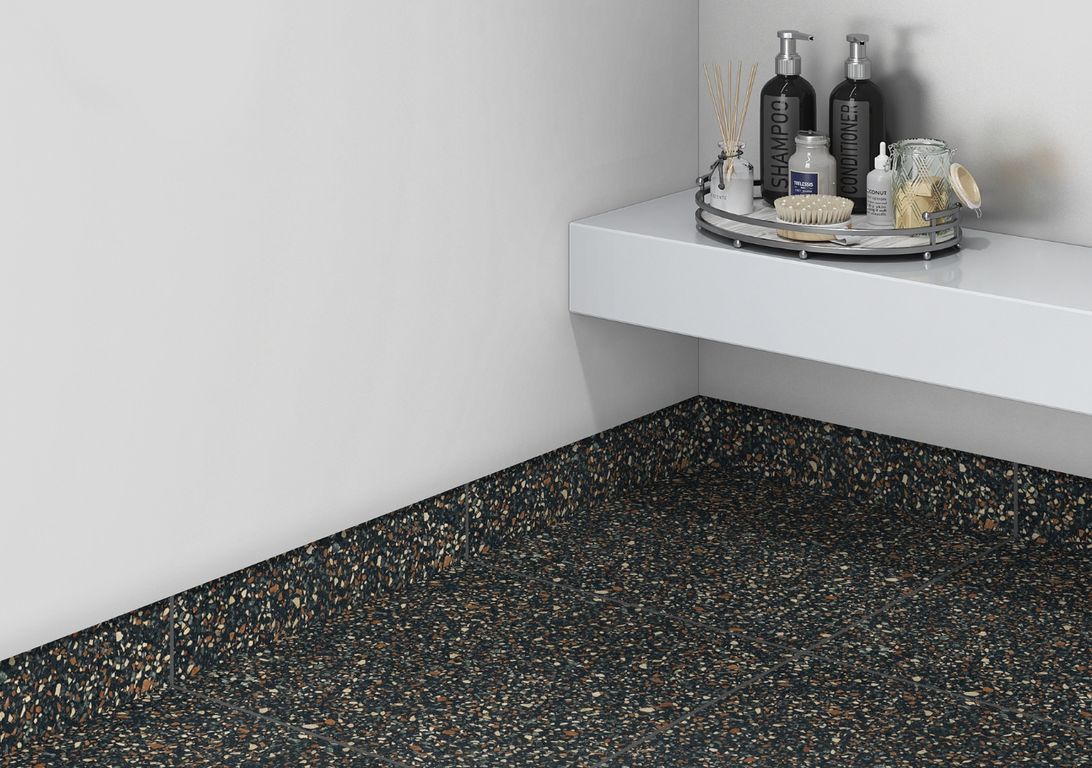 Plinthe carrelage PL ELEGANT, aspect pierre noir, h 7.00 x L 60.00 cm