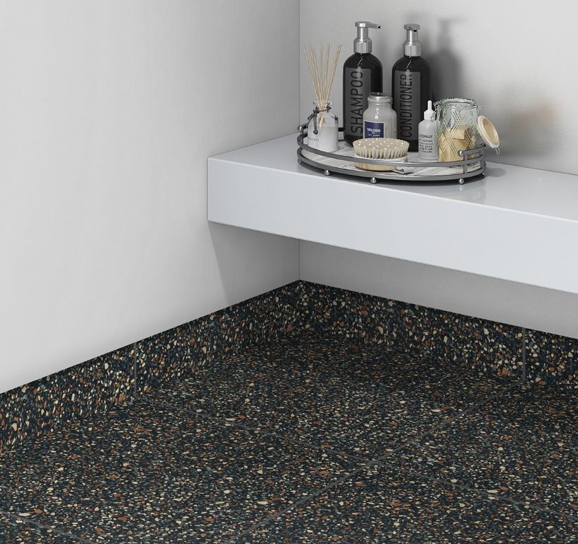 Plinthe carrelage PL ELEGANT, aspect pierre noir, h 7.00 x L 60.00 cm