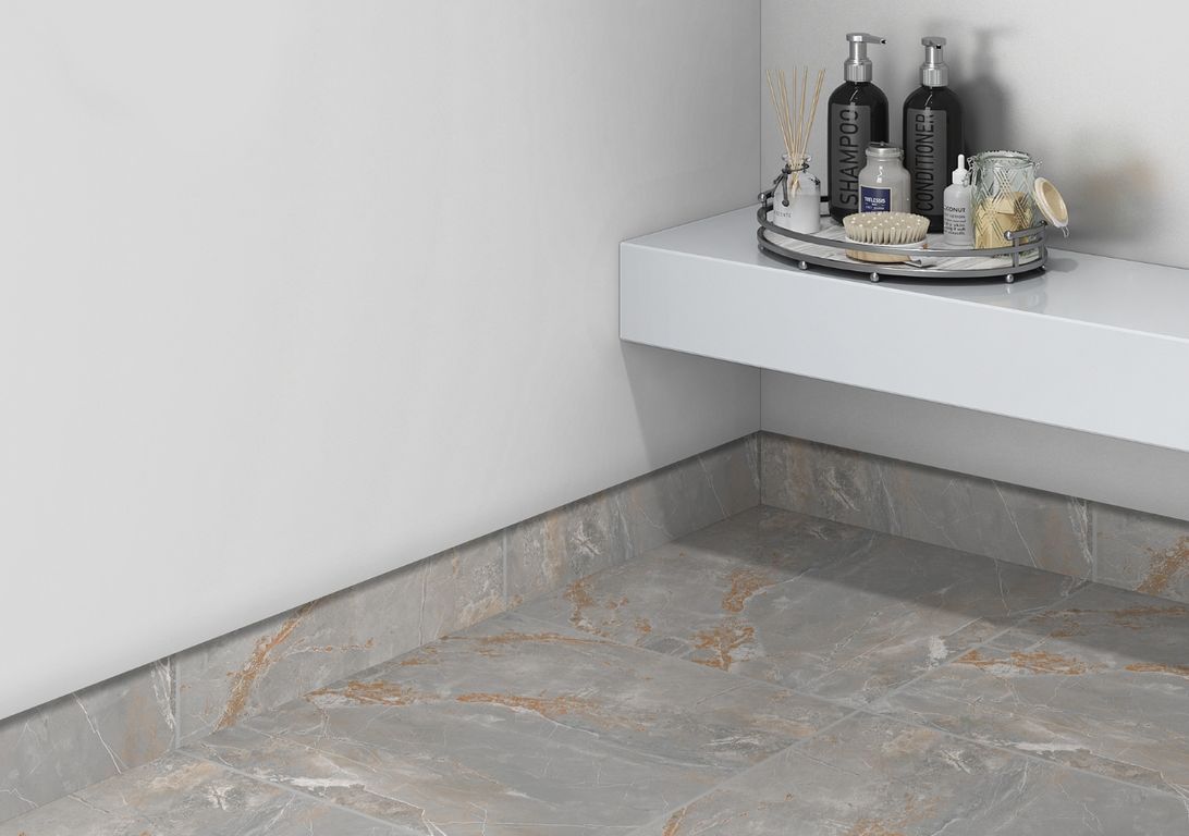 Plinthe carrelage PL RENAISSANCE, aspect marbre gris, h 7.00 x L 60.00 cm