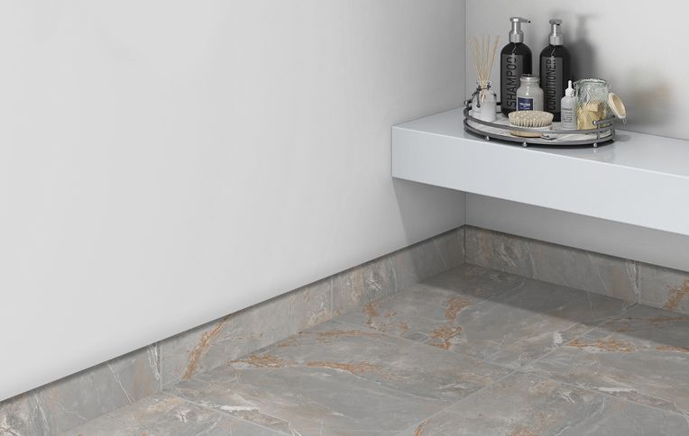 Plinthe carrelage PL RENAISSANCE, aspect marbre gris, h 7.00 x L 60.00 cm