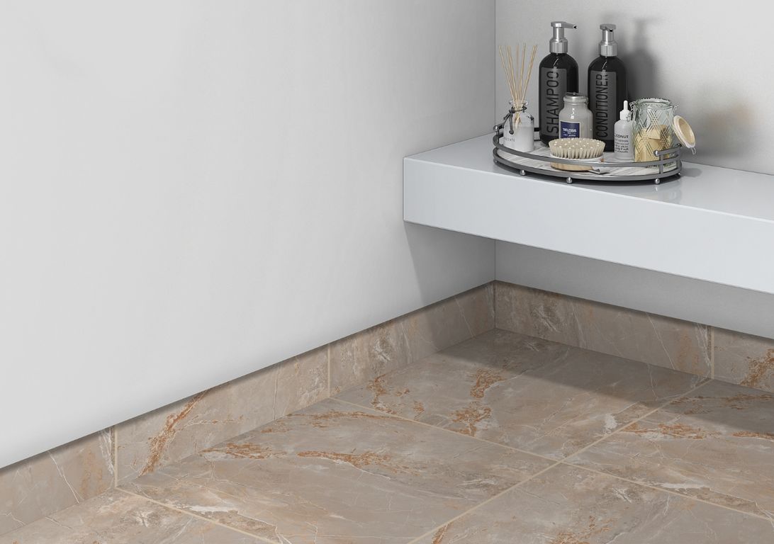 Plinthe carrelage PL RENAISSANCE, aspect marbre beige, h 7.00 x L 60.00 cm
