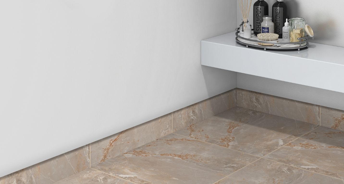 Plinthe carrelage PL RENAISSANCE, aspect marbre beige, h 7.00 x L 60.00 cm