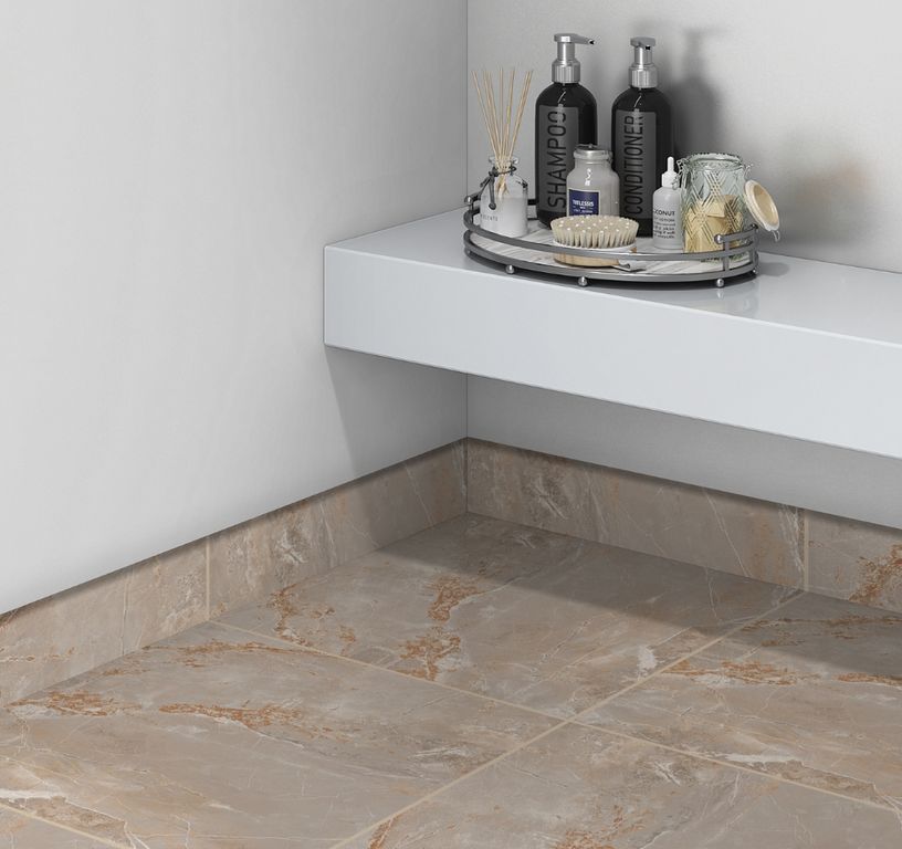 Plinthe carrelage PL RENAISSANCE, aspect marbre beige, h 7.00 x L 60.00 cm