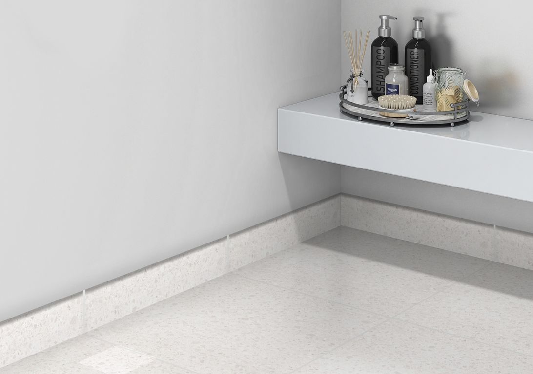 Plinthe carrelage PL GRANITO, aspect pierre blanc, h 7.00 x L 60.00 cm