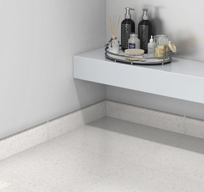 Plinthe carrelage PL GRANITO, aspect pierre blanc, h 7.00 x L 60.00 cm
