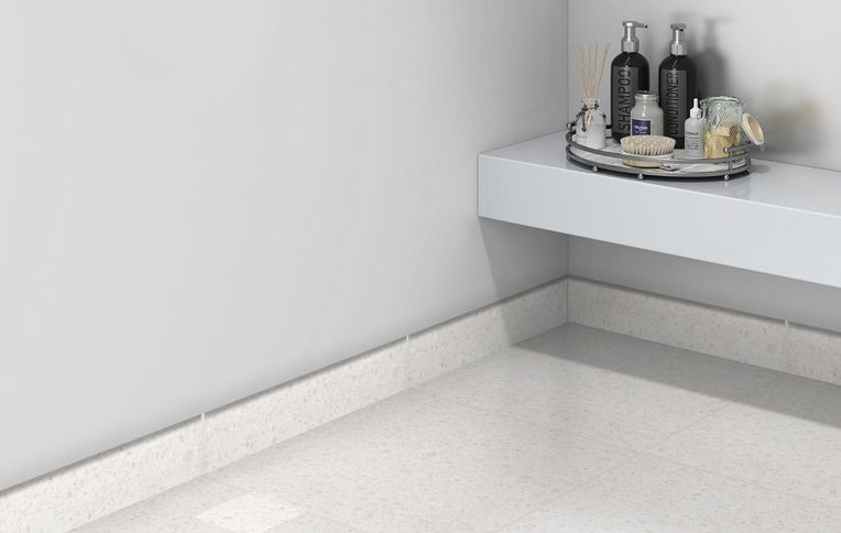 Plinthe carrelage PL GRANITO, aspect pierre blanc, h 7.00 x L 60.00 cm