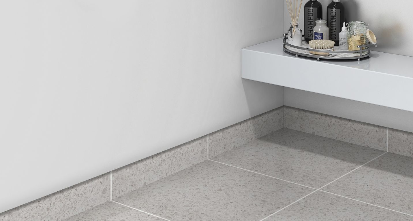 Plinthe carrelage PL GRANITO, aspect pierre gris, h 7.00 x L 60.00 cm