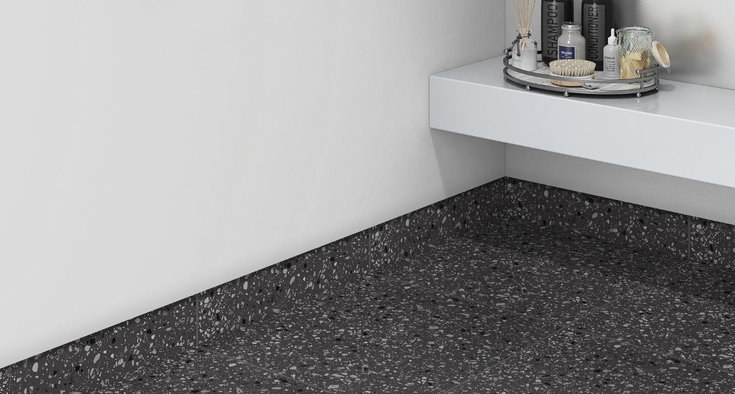 Plinthe carrelage PL GRANITO, aspect pierre noir, h 7.00 x L 60.00 cm