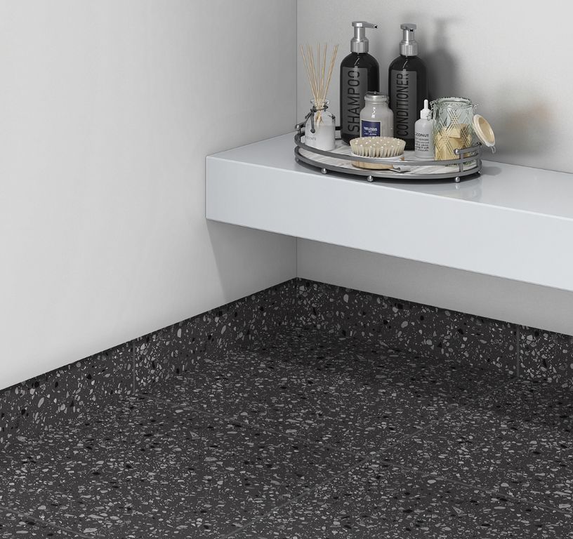 Plinthe carrelage PL GRANITO, aspect pierre noir, h 7.00 x L 60.00 cm