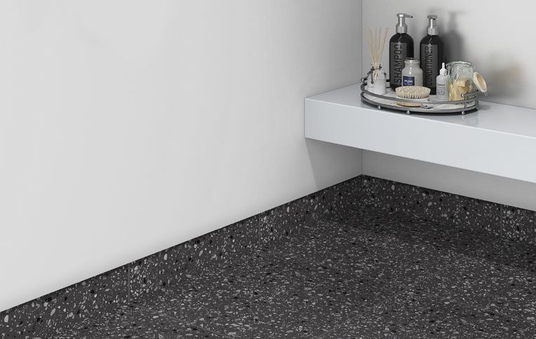 Plinthe carrelage PL GRANITO, aspect pierre noir, h 7.00 x L 60.00 cm