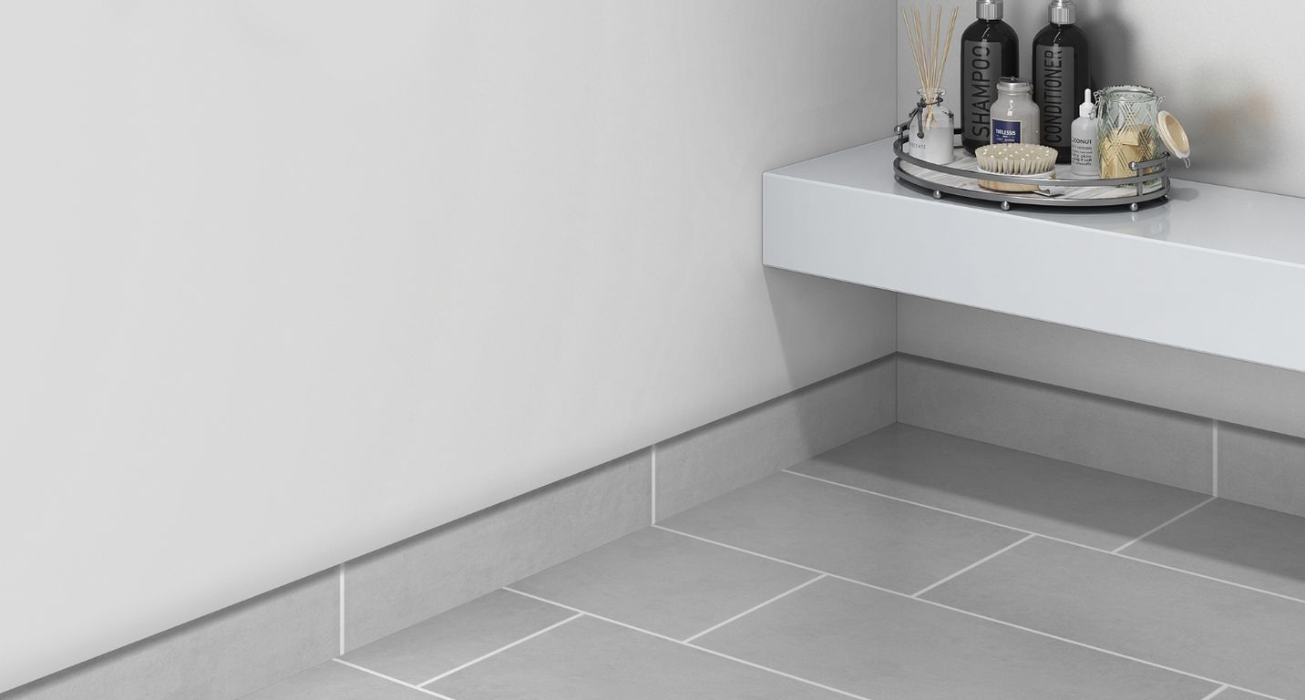 Plinthe carrelage PL RODEO , aspect béton gris clair, h 7.00 x L 60.00 cm