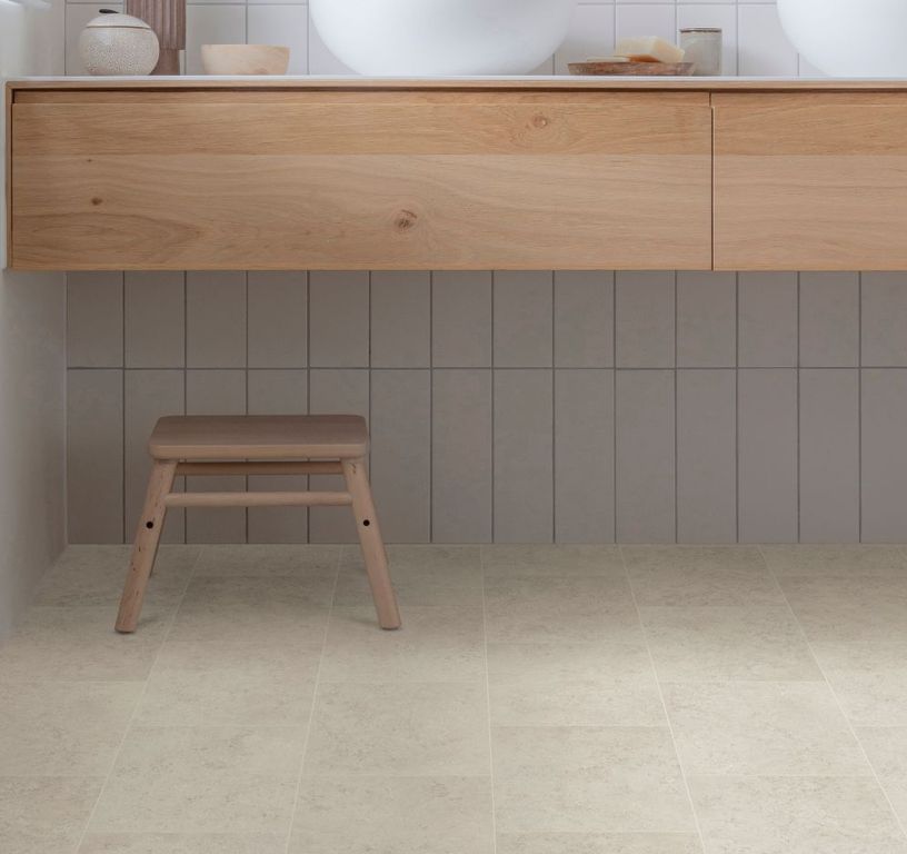 Sol vinyle rouleau ALEGRIA 2M , Carrelage beige, rouleau 2.00 m