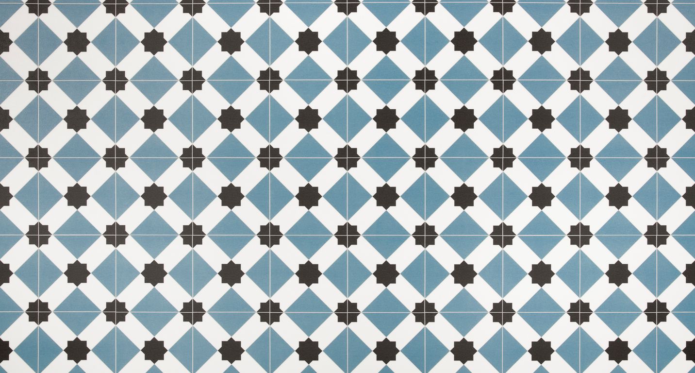 Sol vinyle rouleau ALEGRIA 2M , Carreaux ciment bleu, rouleau 2.00 m