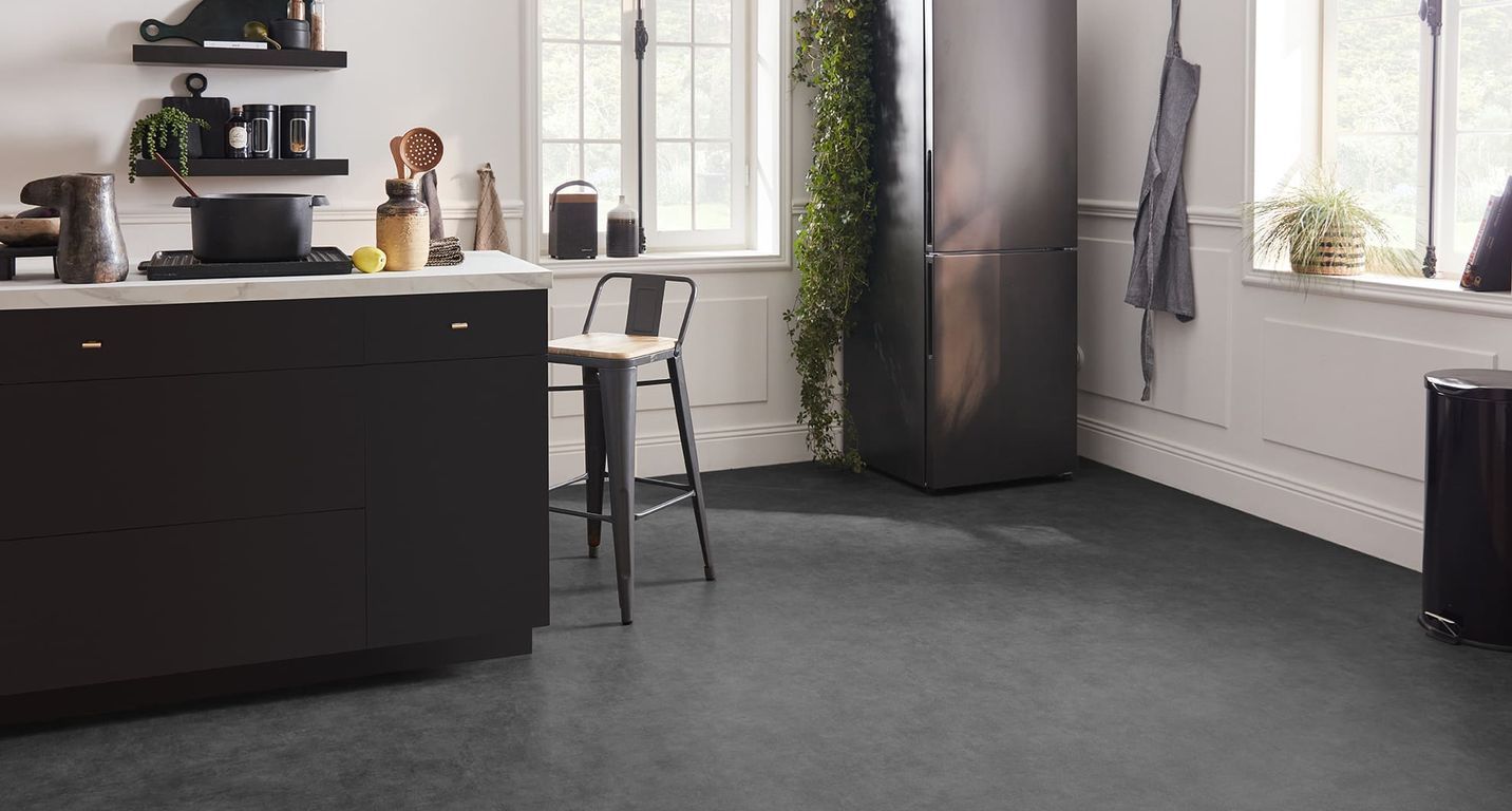 Sol vinyle rouleau TEXMARK 3M , Béton gris foncé, rouleau 3.00 m