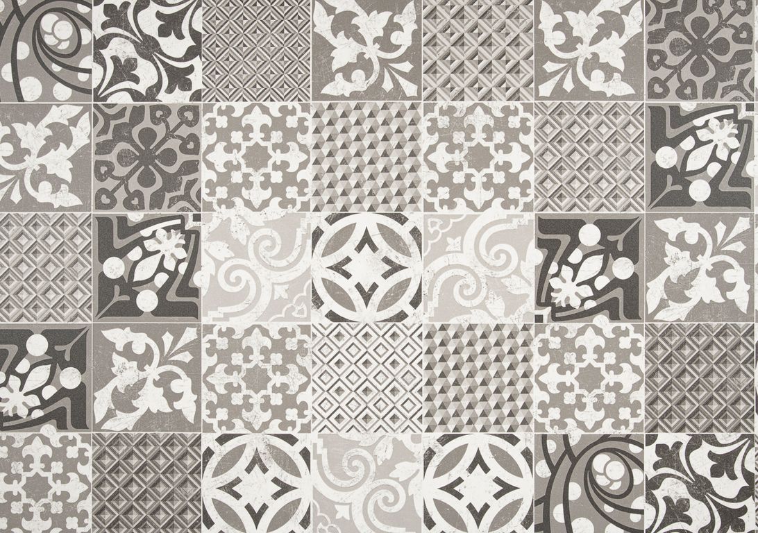 Sol vinyle rouleau BOOSTER 2M Gerflor, Carreaux ciment noir et blanc, rouleau 2.00 m