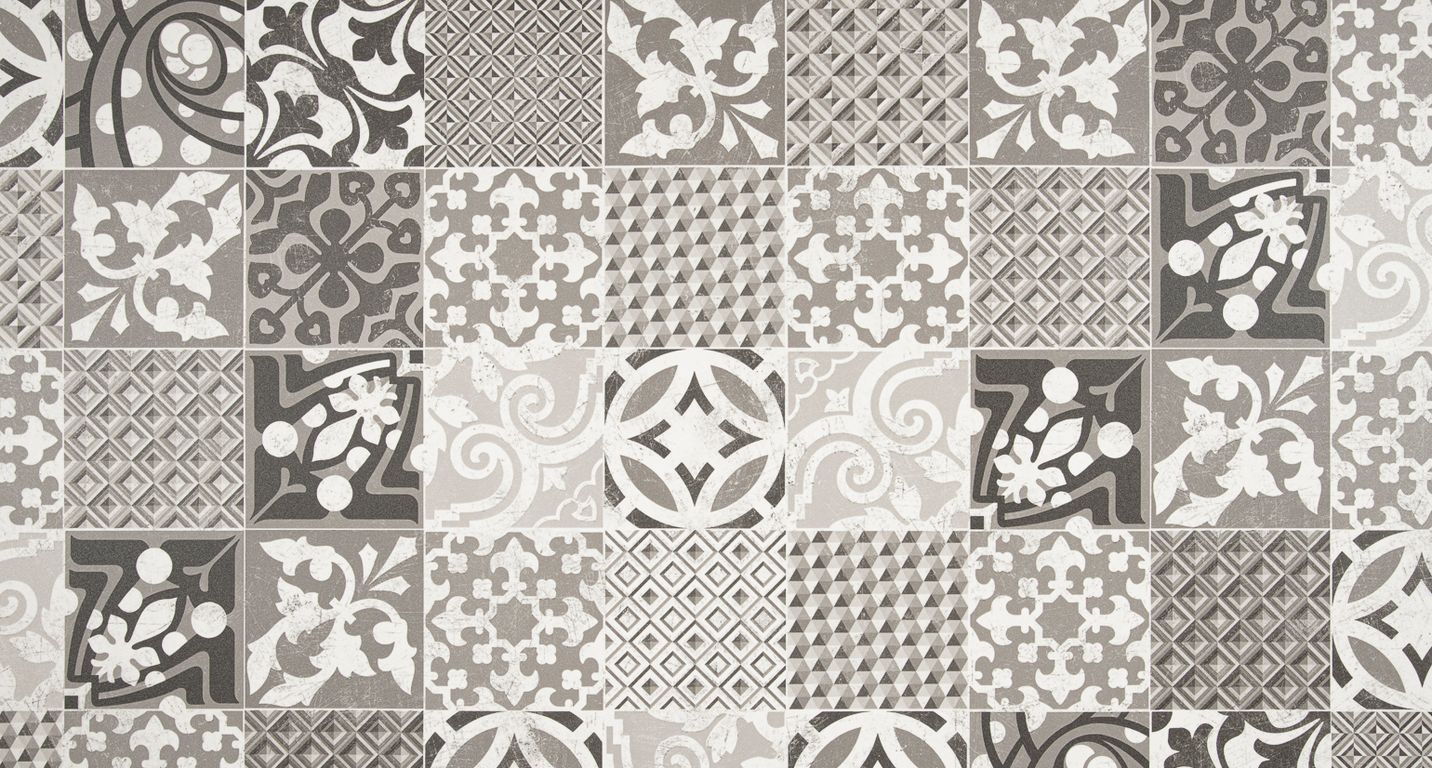 Sol vinyle rouleau BOOSTER 2M Gerflor, Carreaux ciment noir et blanc, rouleau 2.00 m