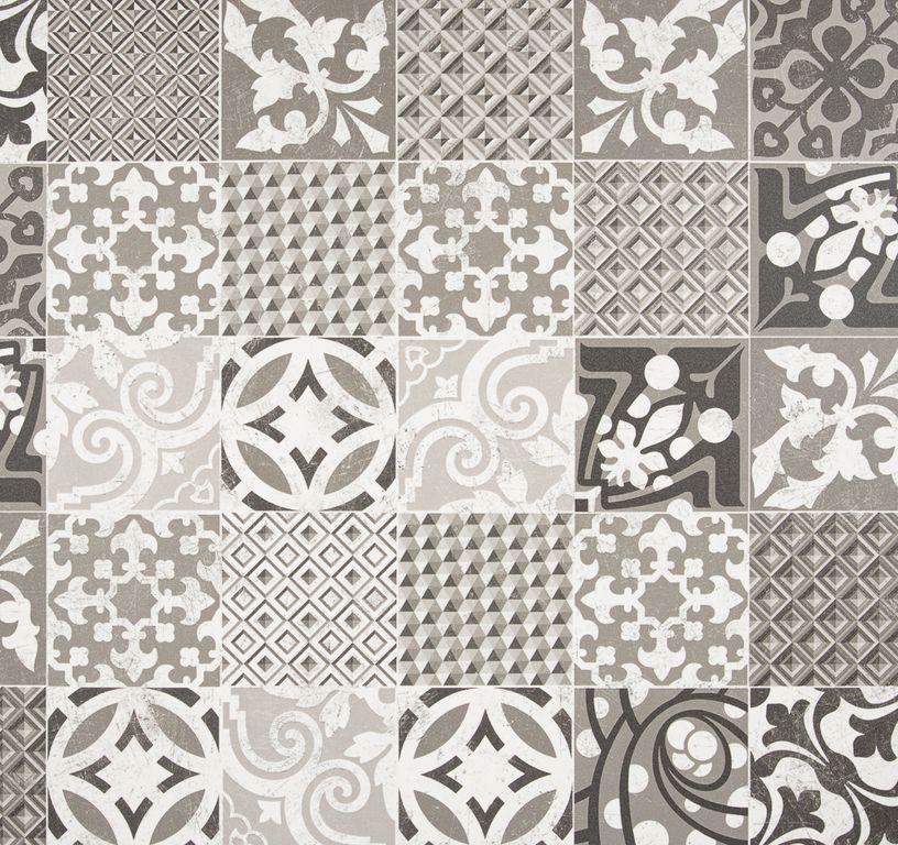 Sol vinyle rouleau BOOSTER 2M Gerflor, Carreaux ciment noir et blanc, rouleau 2.00 m