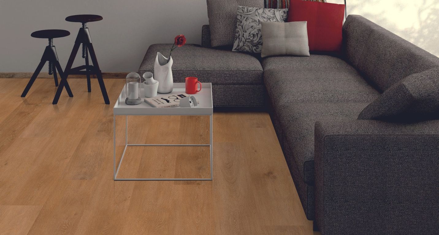 Sol vinyle RIGID CLICK 55 PREMIUM LAME , Bois chêne doré, lame 22.00 x 151.00 cm