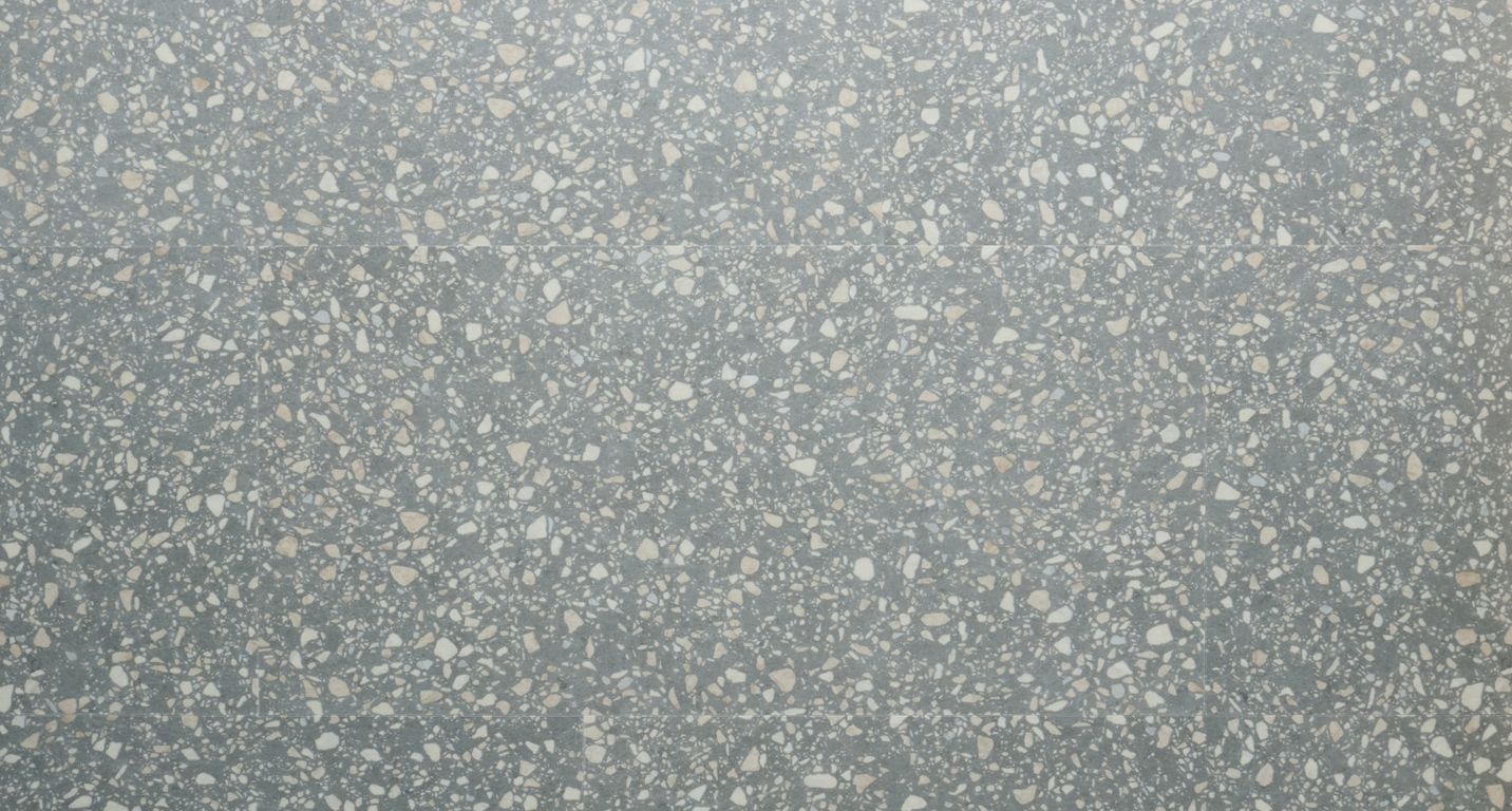 Sol vinyle RIGID CLICK 55 PREMIUM DALLE , Béton terrazzo gris, dalle 44.80 x 90.60 cm