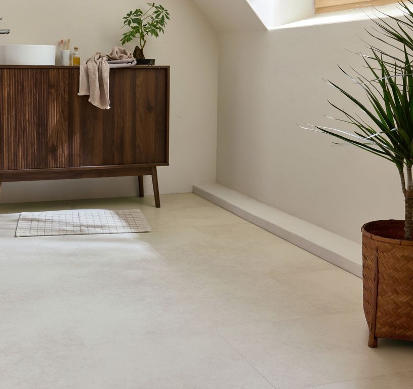 Sol vinyle RIGID CLICK 55 PREMIUM DALLE , Béton beige clair, dalle 44.80 x 90.60 cm