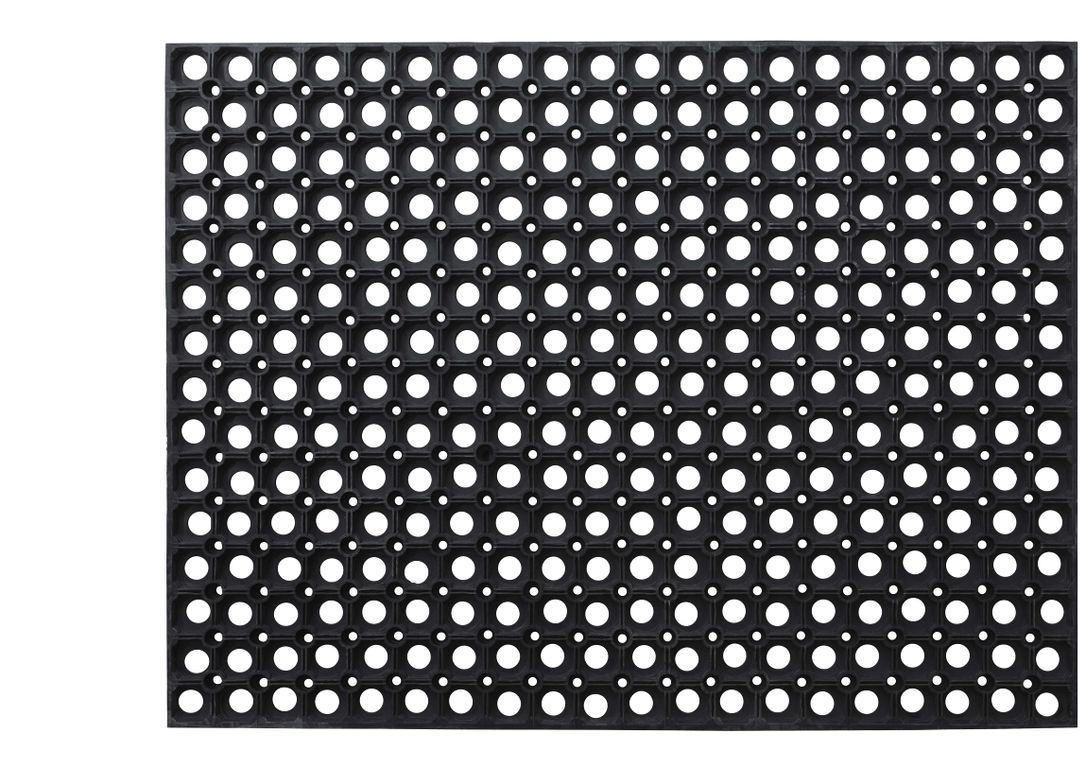 Caillebotis intérieur et extérieur, caoutchouc, noir, 150X100 cm