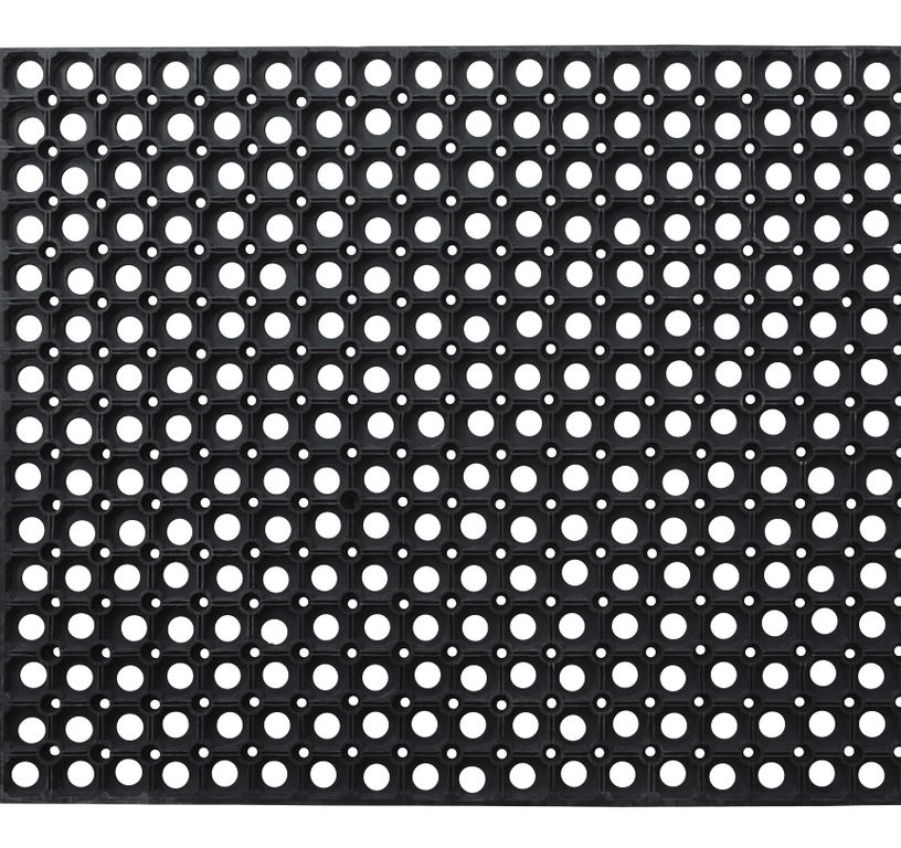 Caillebotis intérieur et extérieur, caoutchouc, noir, 150X100 cm