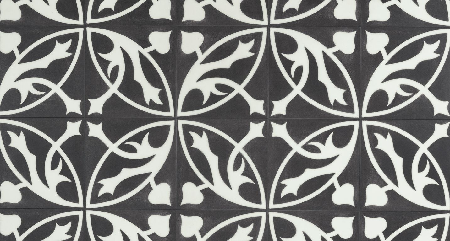 Sol vinyle MAXIMUS MINI DALLE  , Carreaux ciment noir et blanc, dalle 22.90 x 22.90 cm