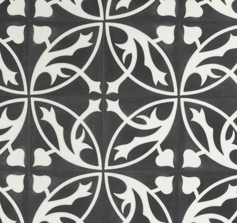 Sol vinyle MAXIMUS MINI DALLE  , Carreaux ciment noir et blanc, dalle 22.90 x 22.90 cm