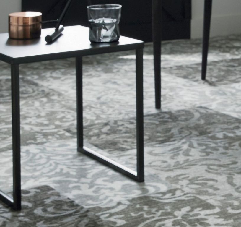 Moquette imprimée VINTAGE FLOWER, col gris, rouleau 4.00 m