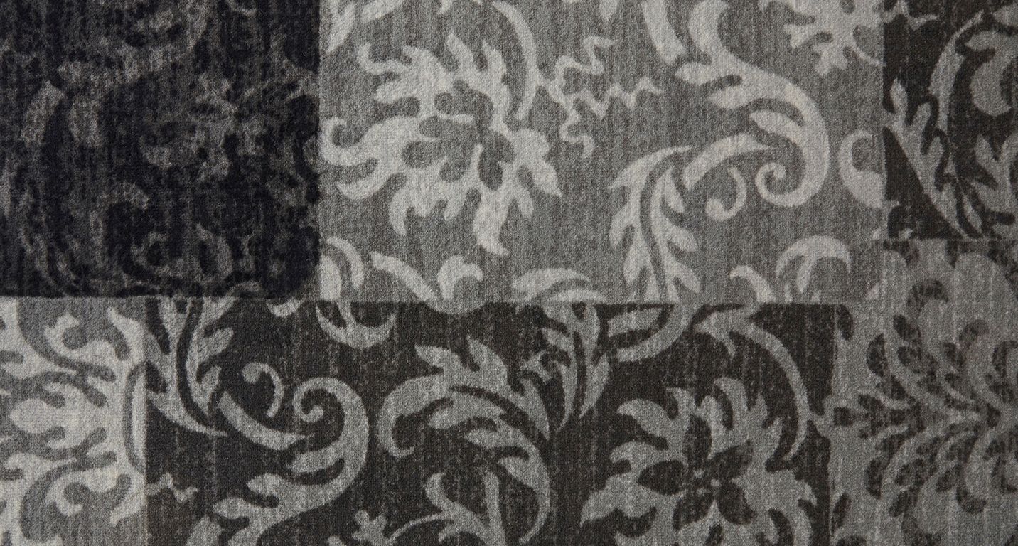 Moquette imprimée VINTAGE FLOWER, col gris, rouleau 4.00 m