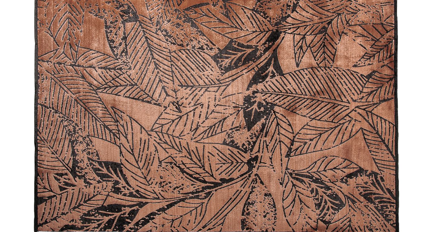Tapis INGA Esprit, végétal terracotta noir