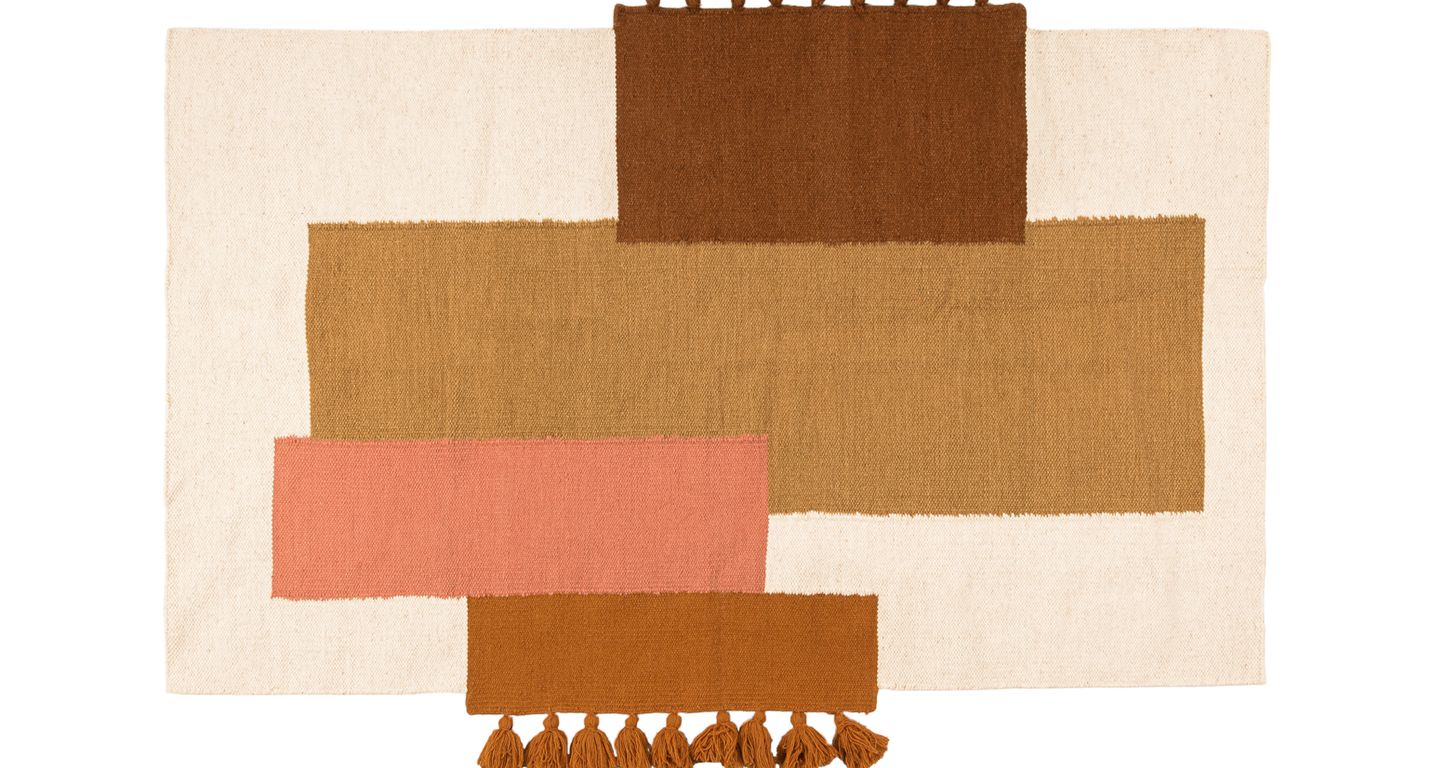 Tapis RAPSODY , géométrique beige, moutarde, rose, marron