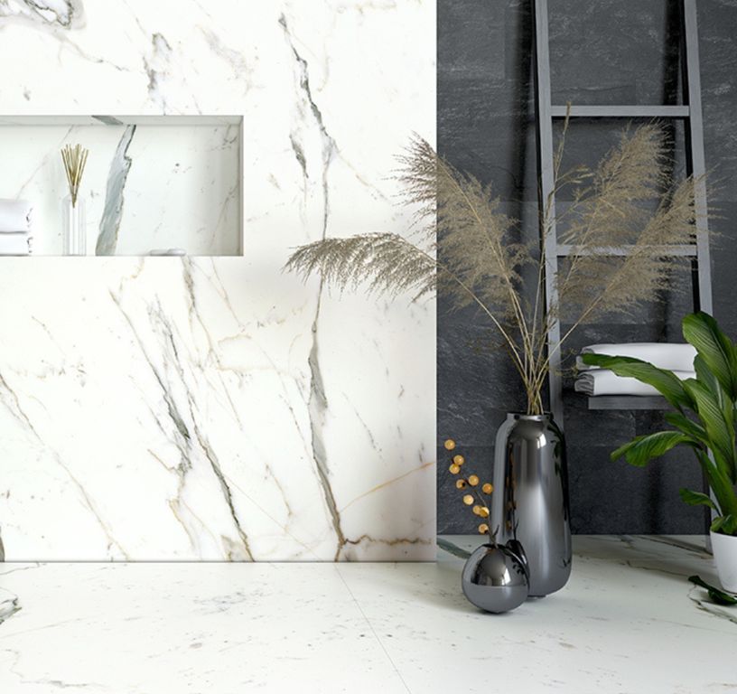 Revêtement minéral composite CERAMIN TILES PANNEAU, blanc, dalle 120.20 x 255.00 cm