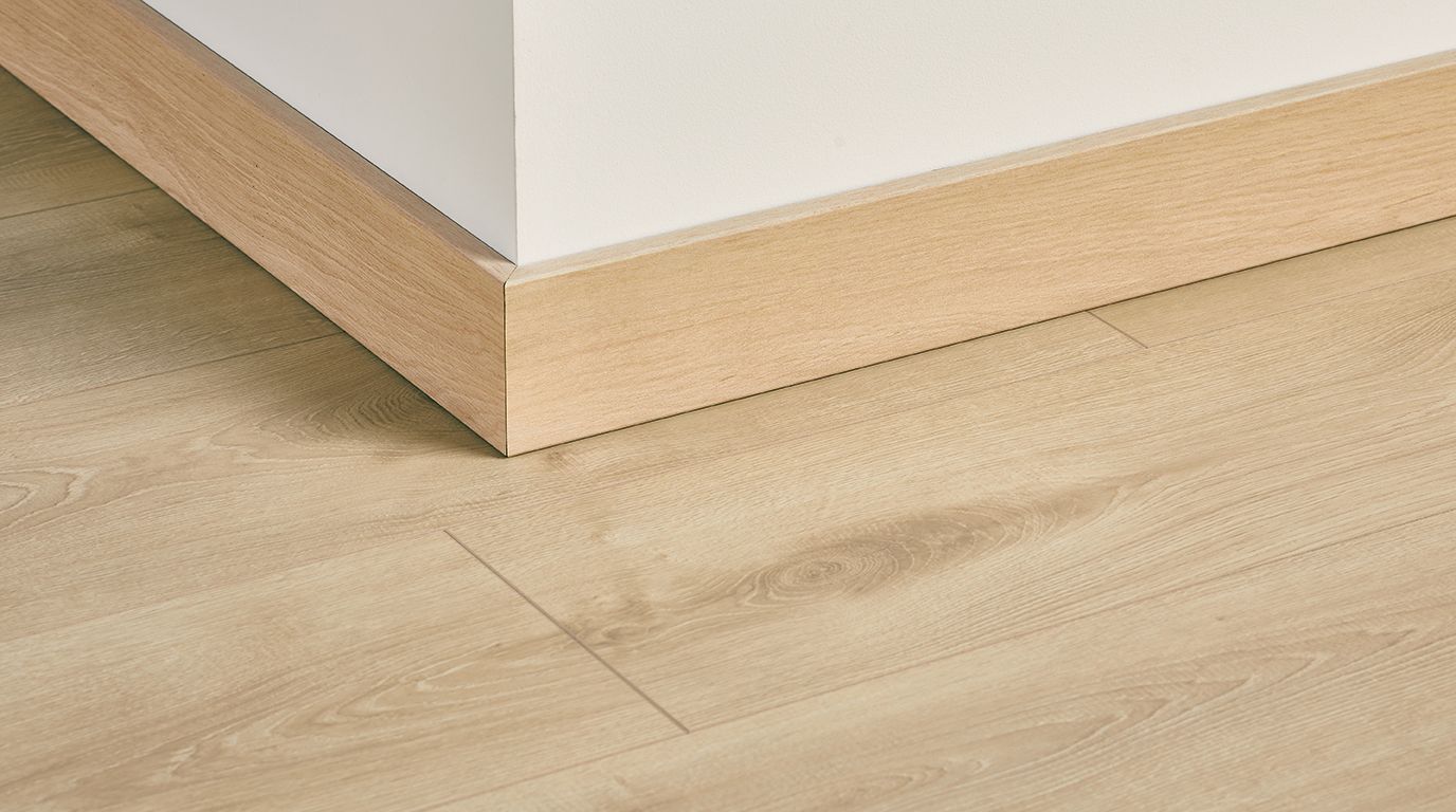 Plinthe hydro , Polystyrène, décor Bois beige, h.8.00 x L. 200.00 cm