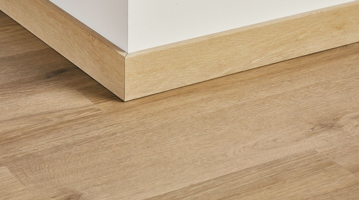 Plinthe hydro , Polystyrène, décor Bois beige, h.8.00 x L. 200.00 cm