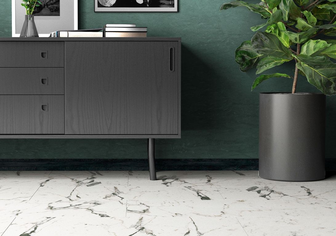 Revêtement minéral composite CERAMIN TILES 40X120, blanc, dalle 39.20 x 118.00 cm