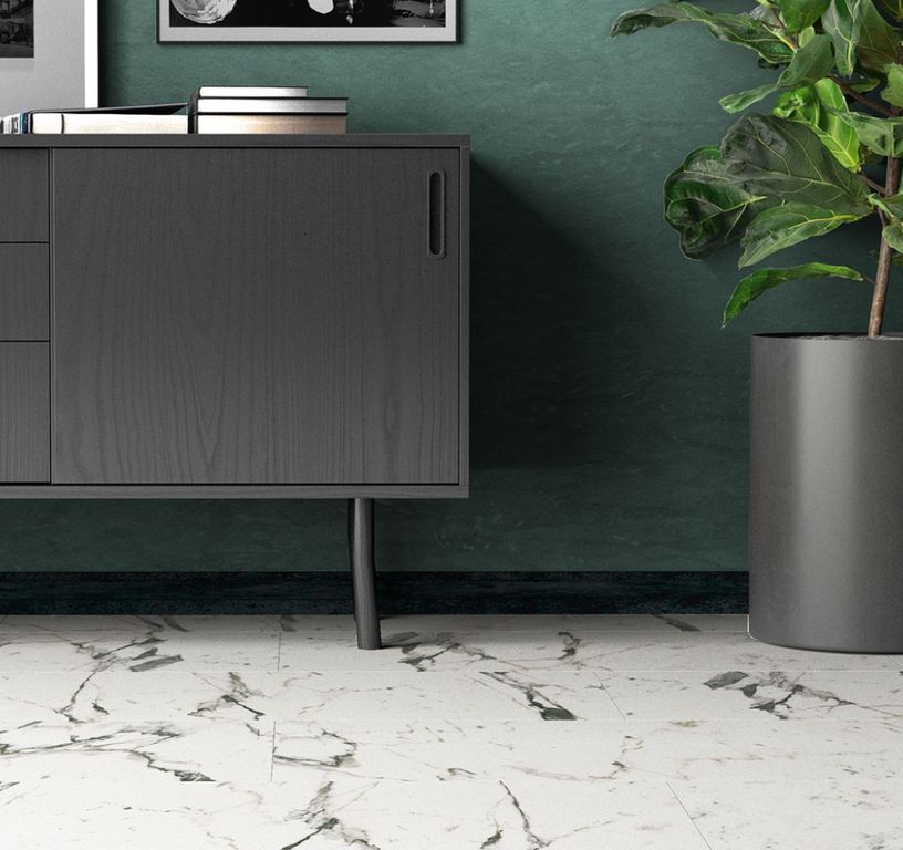 Revêtement minéral composite CERAMIN TILES 40X120, blanc, dalle 39.20 x 118.00 cm