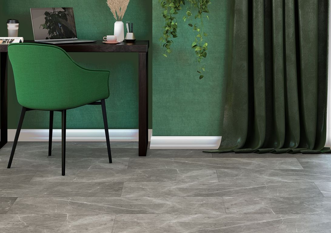 Revêtement minéral composite CERAMIN TILES 40X120, gris moyen, dalle 39.20 x 118.00 cm