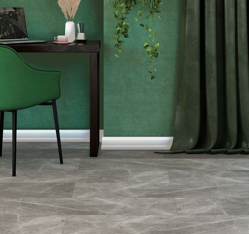 Revêtement minéral composite CERAMIN TILES 40X120, gris moyen, dalle 39.20 x 118.00 cm