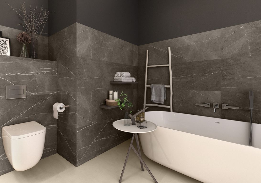 Revêtement minéral composite CERAMIN TILES 40X120, gris foncé, dalle 39.20 x 118.00 cm