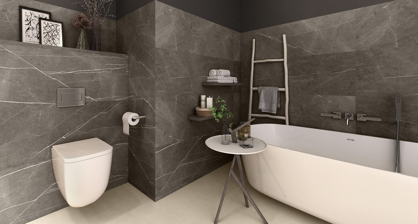 Revêtement minéral composite CERAMIN TILES 40X120, gris foncé, dalle 39.20 x 118.00 cm