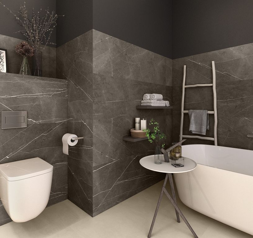 Revêtement minéral composite CERAMIN TILES 40X120, gris foncé, dalle 39.20 x 118.00 cm