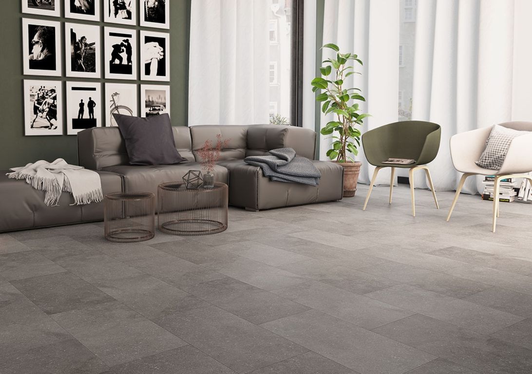 Revêtement minéral composite UNIVERSE TILES, gris foncé, dalle 38.70 x 77.60 cm